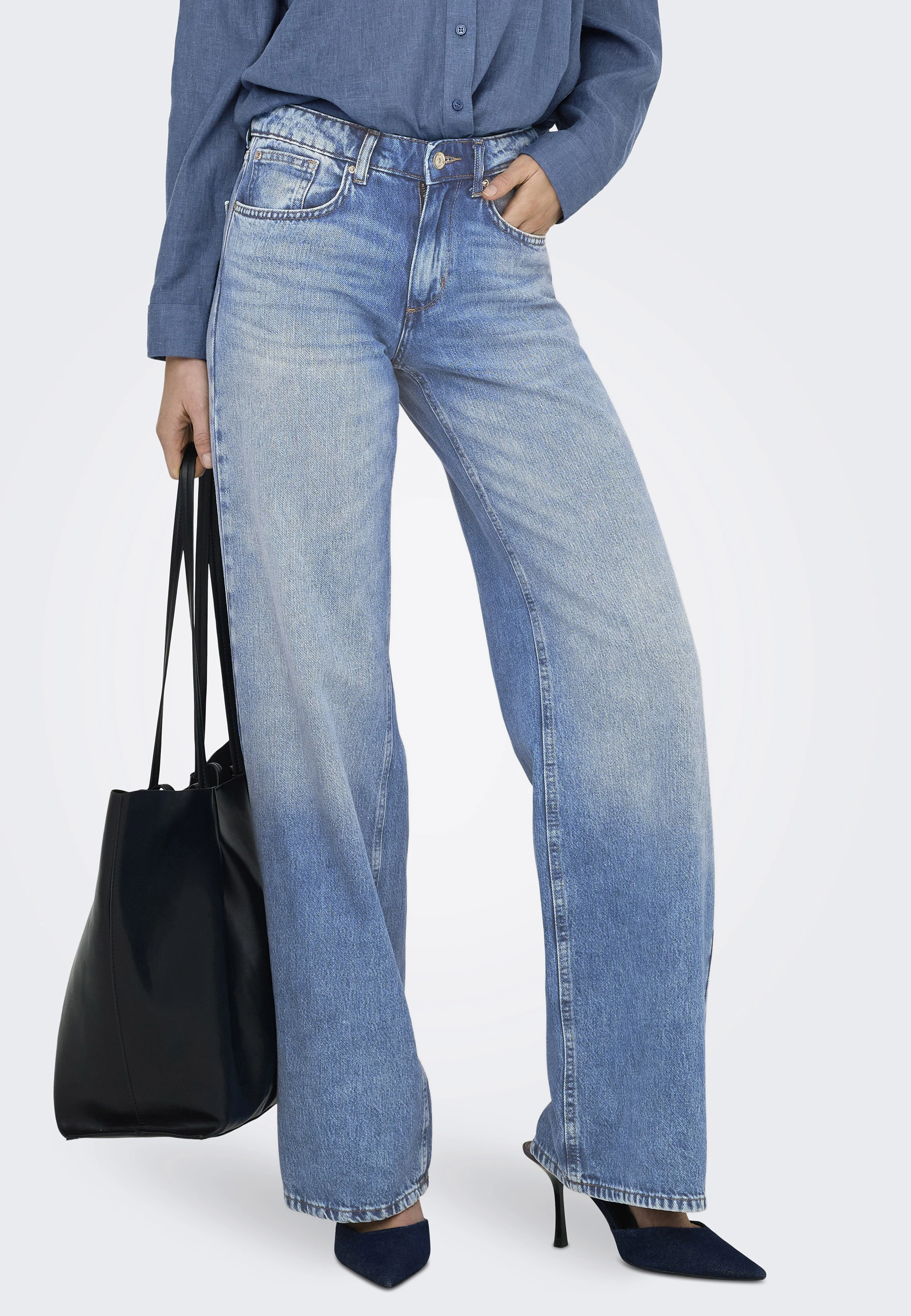 Jeans wide leg Only donna a vita bassa art. 15340011